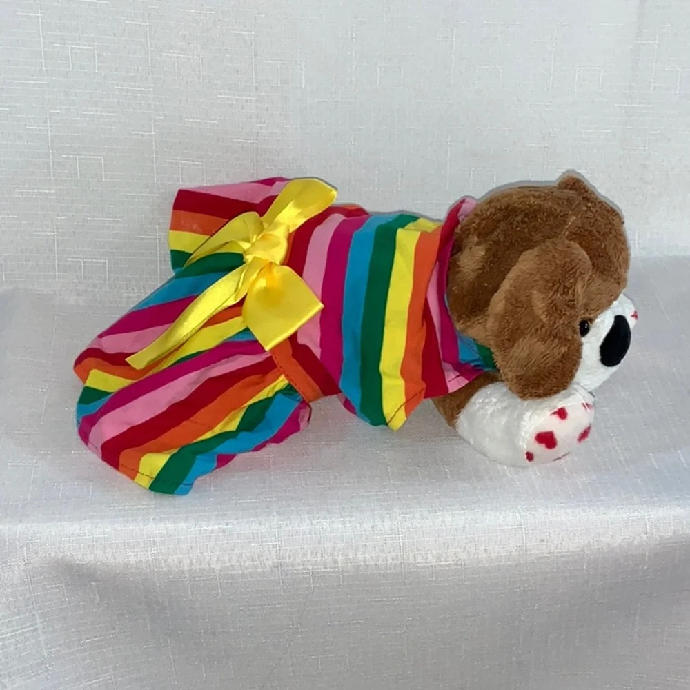 731 10/$50🏄🏻‍♀️ NEW! Small Rainbow Striped Pet Dog Dress with Yellow Bow